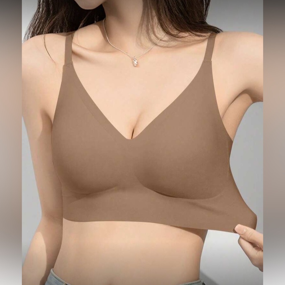 Women's Brown Seamless Wireless Removable Padding  Bralette